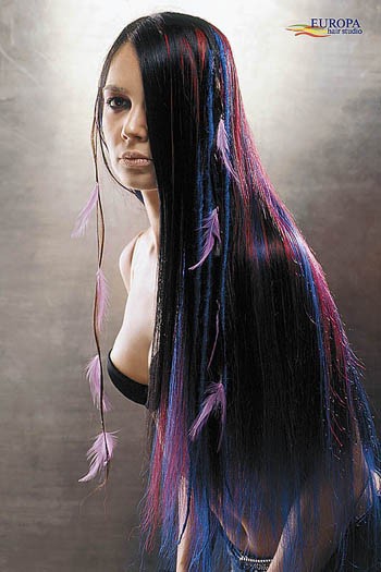 Покажите интересную покраску волос в 2-3 цвета (?) желательно на длинные волосы