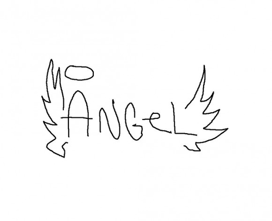 покажите пожалуйста татуировку : надпись Angel по бокам крылья а над буквой А нимб