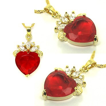 Покажите красивое и простое золотое/позолоченное украшение на шею с красным камнем?!