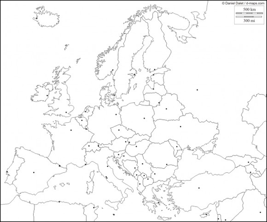 Помогите найти чёрно-белую карту Европы,только без названий,чтобы вообще не было никакого текста!