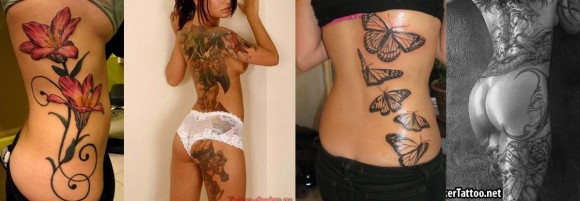 Покажите красивые женские татуировки от ляжки ноги с выходом  на спину?!