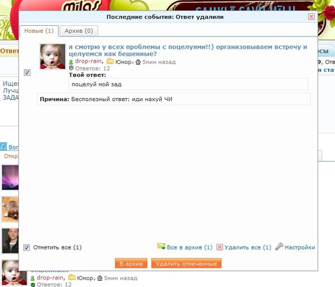 Не справедливое удаление ответа с использованием чёрного слэнга