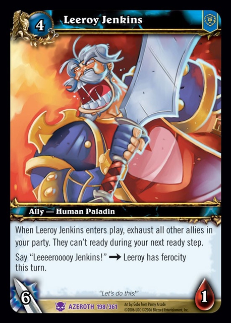 Blizzard game card "leroy jankins" :DDD chel populjaren :DDD 