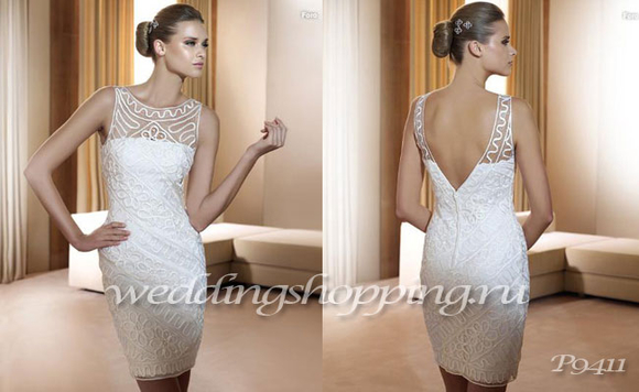 Покажите красивое, простое и короткое свадебное платье?