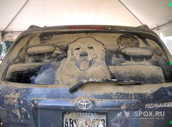 покажите интересные картинки на тему "рисунки на грязных авто"?