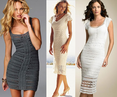 Покажите интересные модели летних платьев, вязаных спицами?