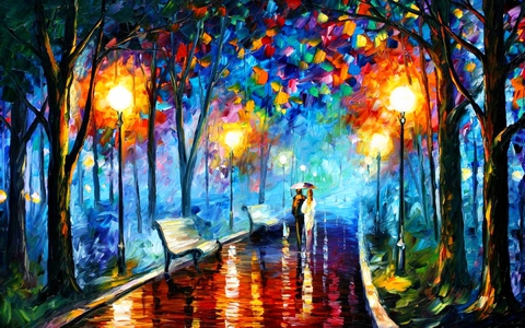 Покажите романтичную картинку, где парень с девушкой под зонтом? 