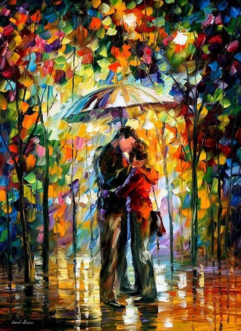 Покажите романтичную картинку, где парень с девушкой под зонтом? 