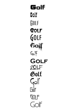 А теперь давай напишем слова Golf, каким нибудь шрифтом? ^^ (на визо надо ;\ )
