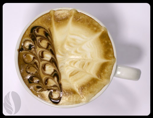 Покажите красивый рисунок на  пене кофе,латте,капуччино?