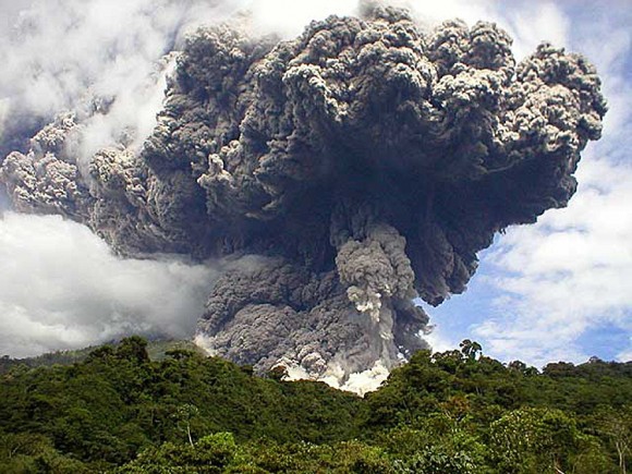 Покажите облако вулканического пепла?